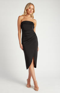 Emilia Strapless Midi Dress Black