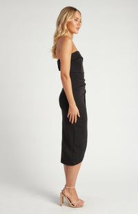 Emilia Strapless Midi Dress Black