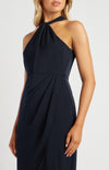 Halter Satin Midi Dress Navy
