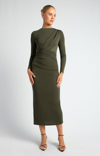 Lola Jersey Midi Dress Khaki