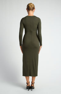 Lola Jersey Midi Dress Khaki