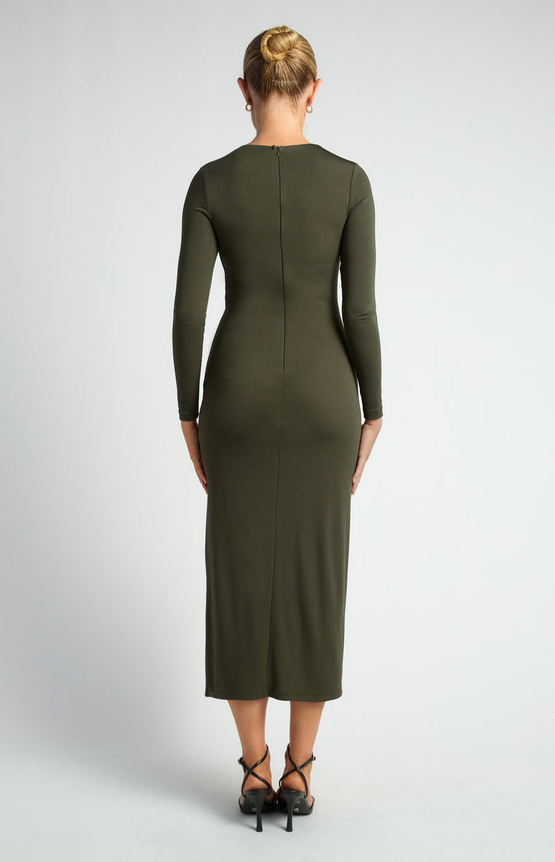 Lola Jersey Midi Dress Khaki