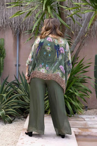 Gabrielle Batwing Silk Top Green