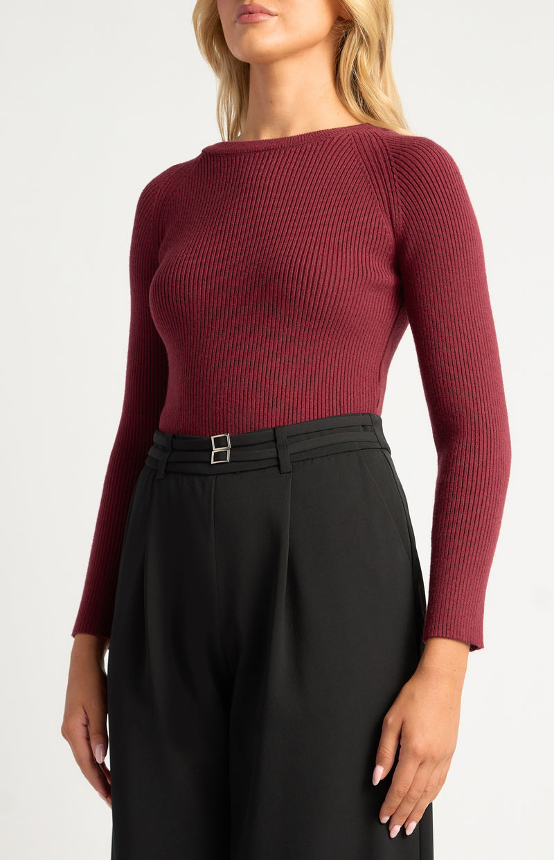 Estella Ribbed Knit Merlot