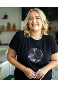 Circle Sequin Tee Black