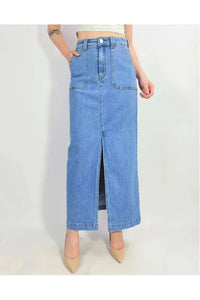 Vallee Denim Skirt Mid Blue