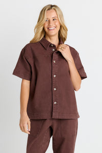 Quinn Cotton Denim Shirt Chocolate