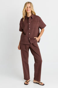 Quinn Cotton Denim Shirt Chocolate