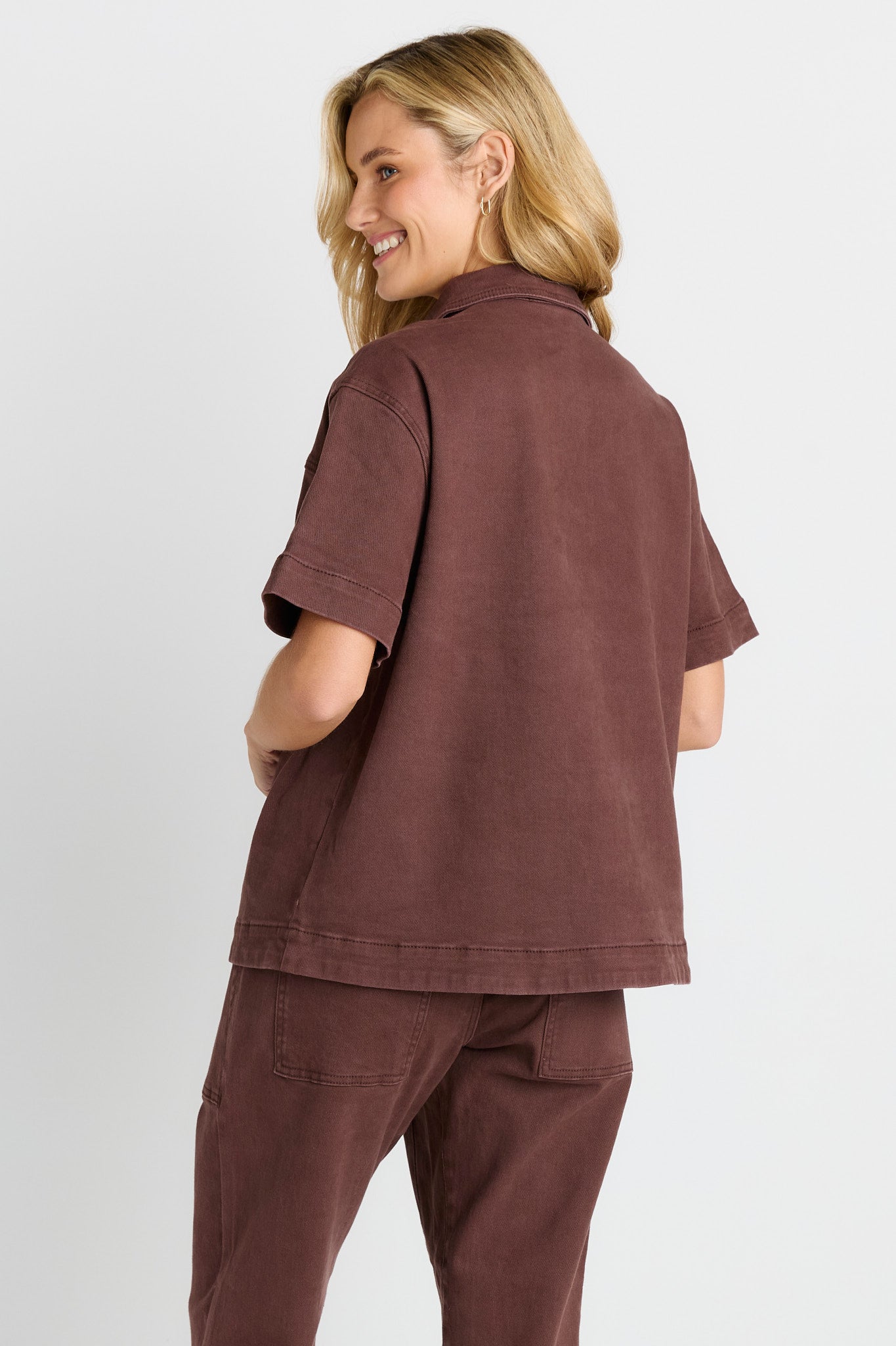 Quinn Cotton Denim Shirt Chocolate