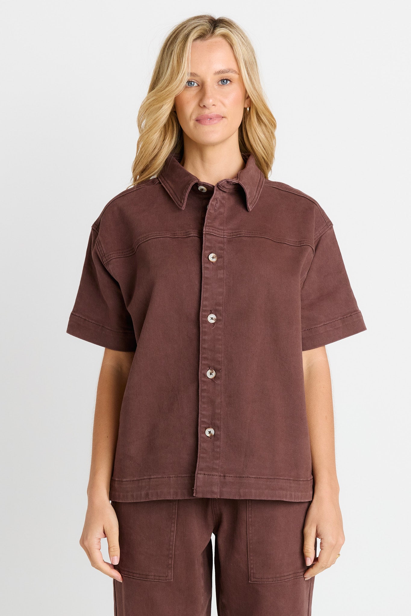 Quinn Cotton Denim Shirt Chocolate