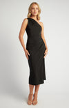 Olivia Satin Midi Dress Black