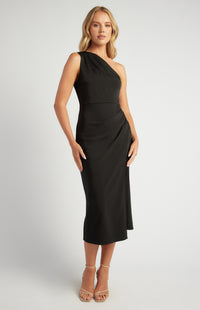 Olivia Satin Midi Dress Black
