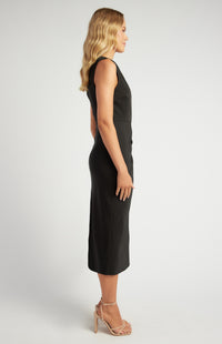 Olivia Satin Midi Dress Black