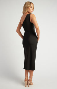 Olivia Satin Midi Dress Black