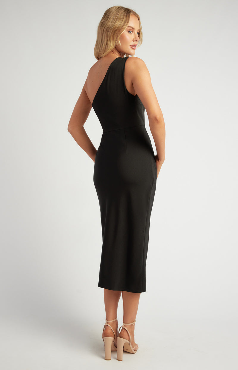 Olivia Satin Midi Dress Black