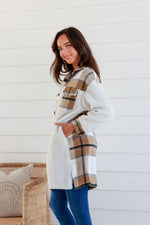 Darla Check Long Shacket Mocha