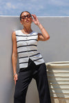 Stacy Knit Vest White Stripe