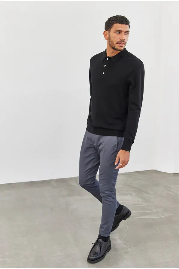 Academy Merino Polo Black