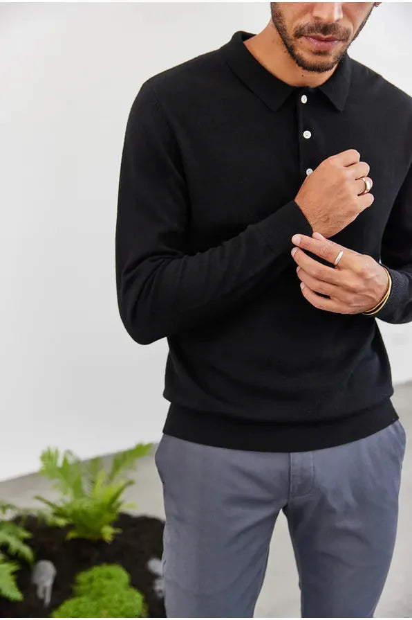 Academy Merino Polo Black