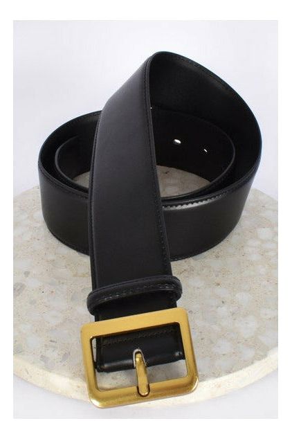 Leather Metal Buckle Belt Black/Gold