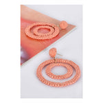 Double Rings Crochet Earrings Dark Peach