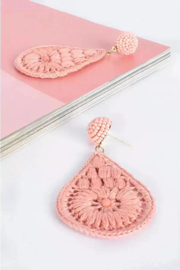 New Mexico Stitch Detail Earrings Peach