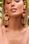 Flower Detail Statement Earrings Peach