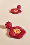 Stitched Flower Drop Earrings Hot Pink/ Multi