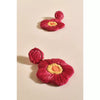 Stitched Flower Drop Earrings Hot Pink/ Multi