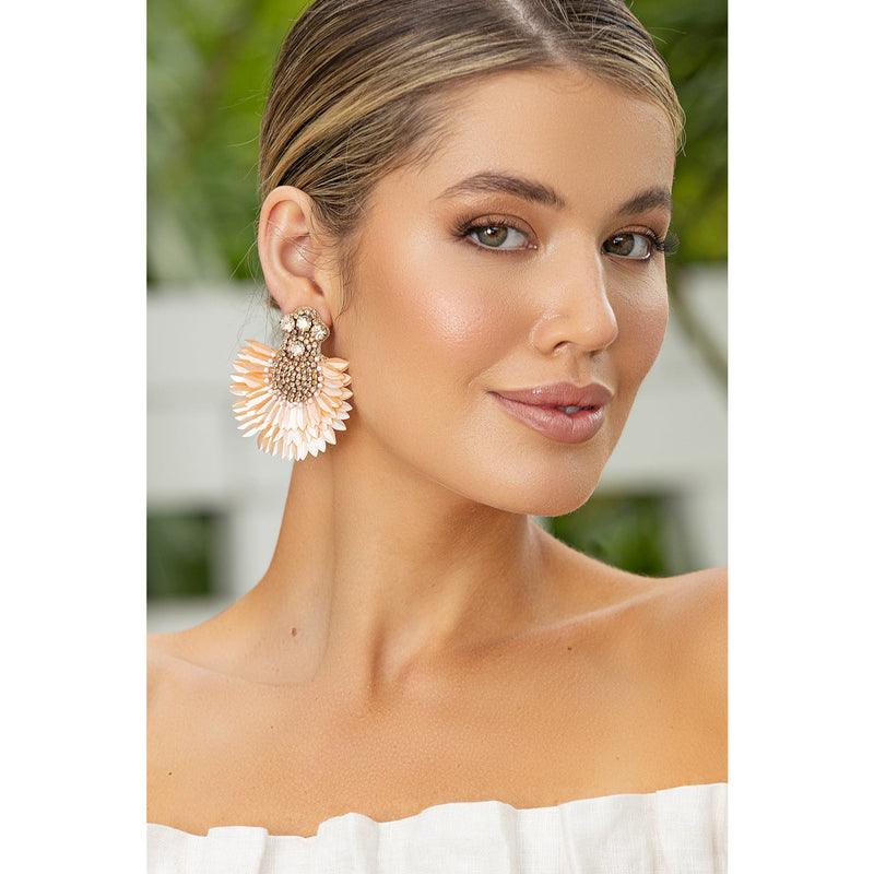 Sequin Date Night Event Earring Nude