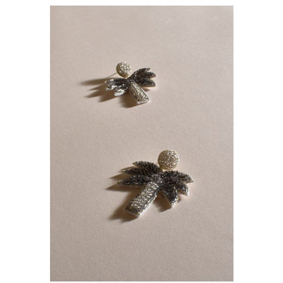 Beaded Palm Event Earrings Silver