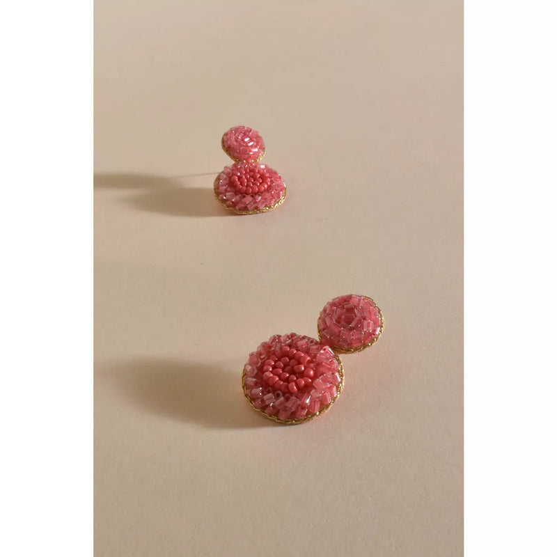 Suri Mini Beaded Event Earrings Coral