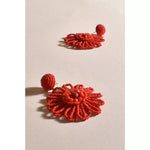 Beaded Summer Flower Earrings Red
