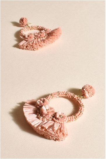 Raffia Fringe Statement Earring Pale Pink