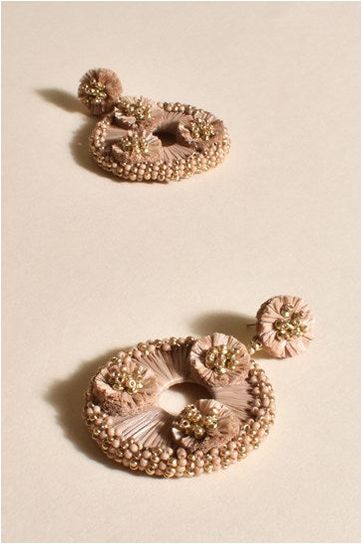 Beaded Edge Ring Drop Earring Camel