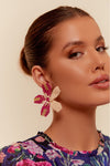 Beaded Flower Event Earring Magenta