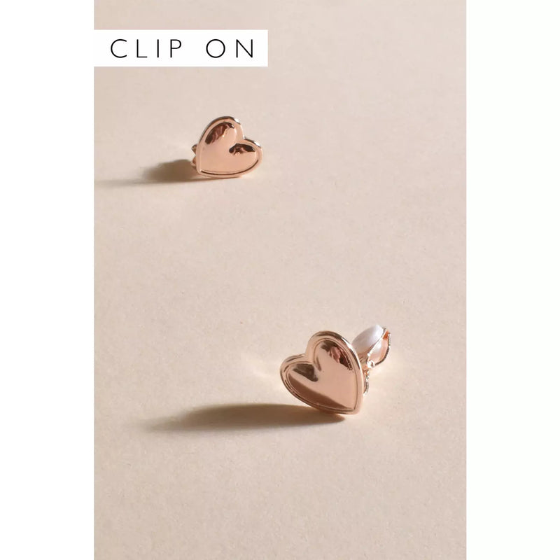 Mini Heart Clip On Earrings Rose