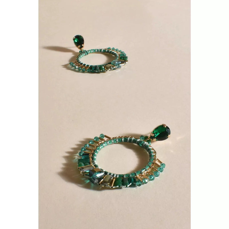 Statement Event Jewel Top Earrings Green/Gold