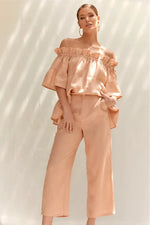 Klara Cropped Linen Pant Nude