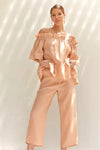 Klara Cropped Linen Pant Nude