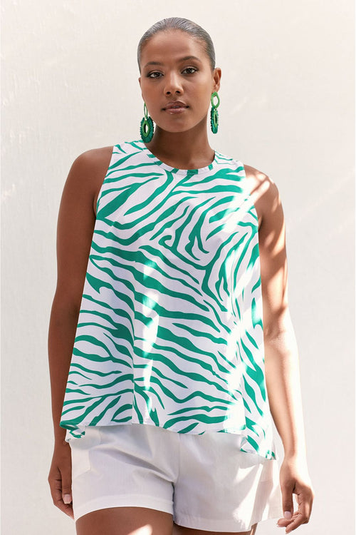 Colby Poplin Zambia Top Green