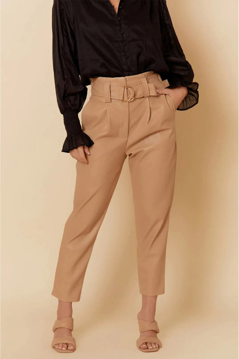 Alexis Faux Leather Pant Camel