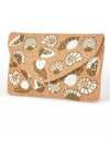 Sea Shells Flap Over Clutch Camel