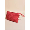 Asha Fringe Front Zip Top Pouch Red