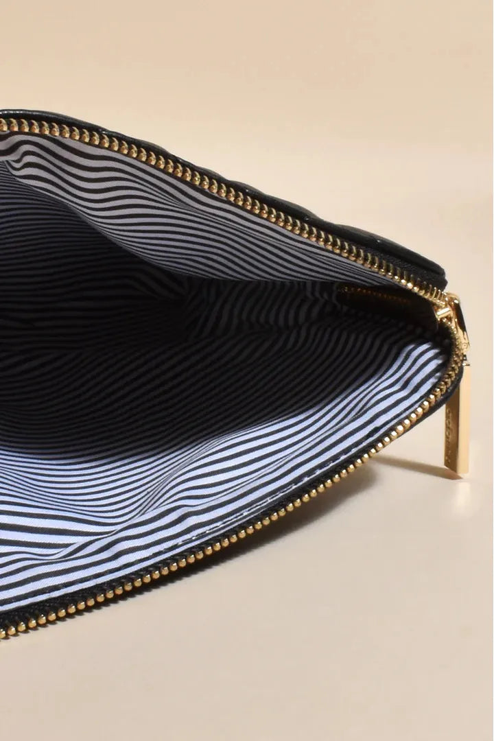 Becca Pattern Quilt Pouch Black