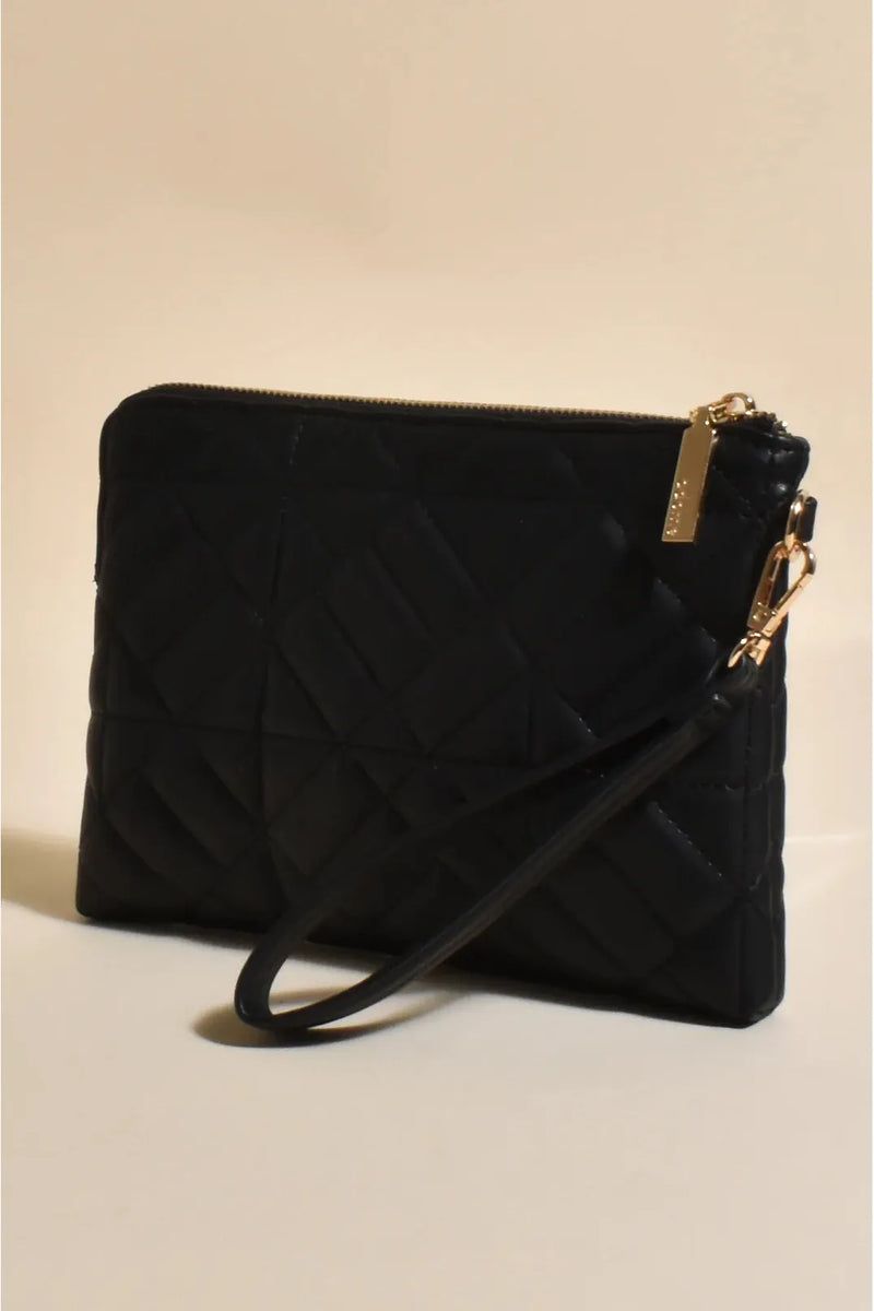 Becca Pattern Quilt Pouch Black