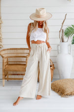 Ashleigh Crop Linen Pant Natural