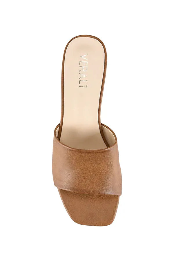 Tan block heel mules discount