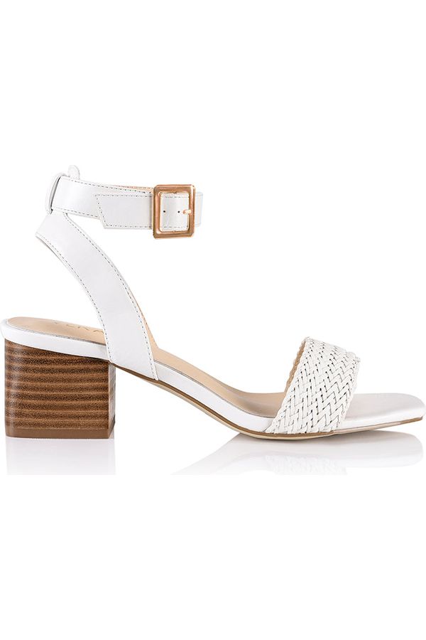 Elly Block Heel Sandals White