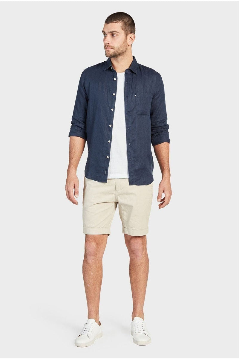 Hampton L/S Linen Shirt Navy